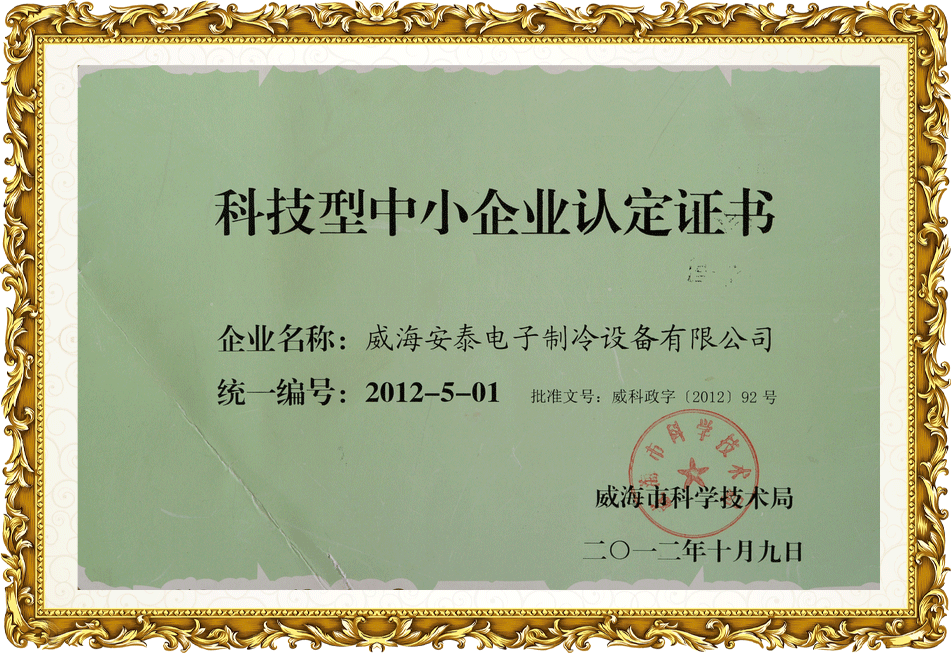 科技型中小企業(yè)認(rèn)定證書